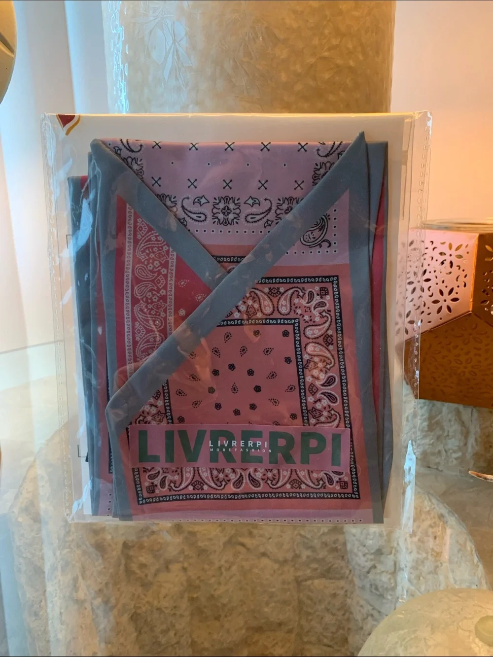 Livrerpi Satin Silk Scarf (Pink, White and Gray)